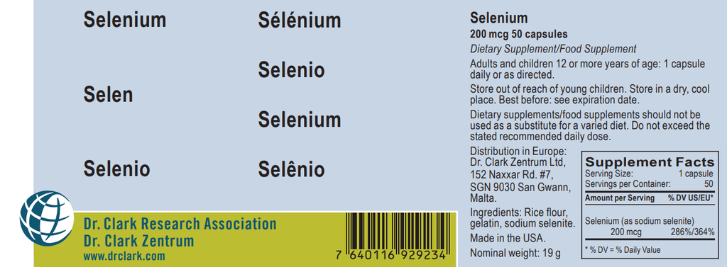 Selenium (Sodium Selenite), 200 mcg 50 capsules